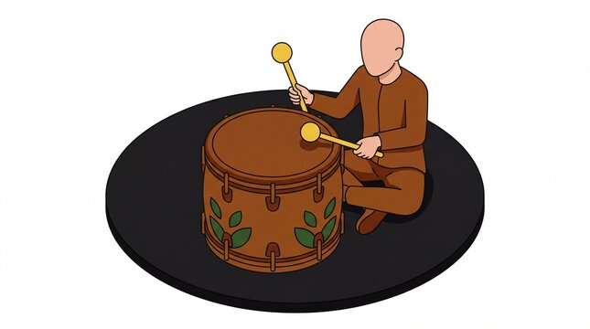 Indigenous peoples' vektor man playing a traditional ethnic drum