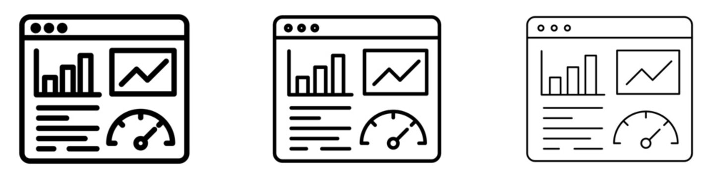 Website analytics dashboard line icon