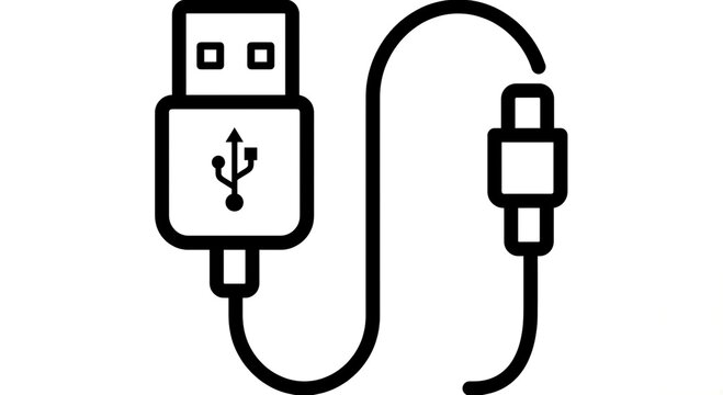 Concept of phone cable icon flat outline, illustration.
