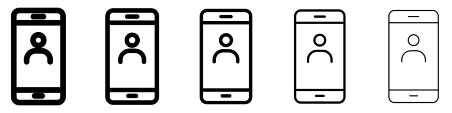 Smartphone user profile flat icon set