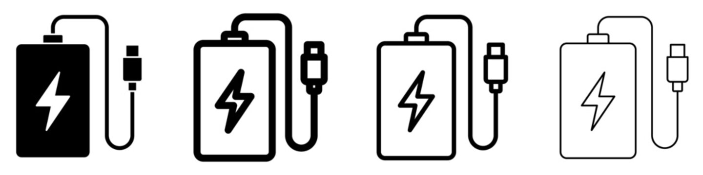 Power bank mixed icon for portable charging