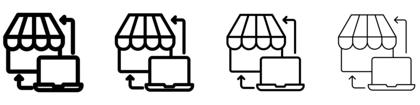 Online store and laptop mixed icon for e-commerce