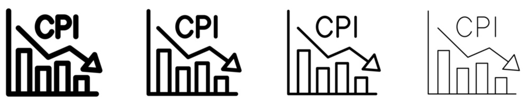 CPI Consumer Price Index flat icon showing economic decline