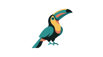 Fototapeta premium Exotic Tropical Toucan Bird Illustration in Flat Minimalist Vector Style Isolated on White