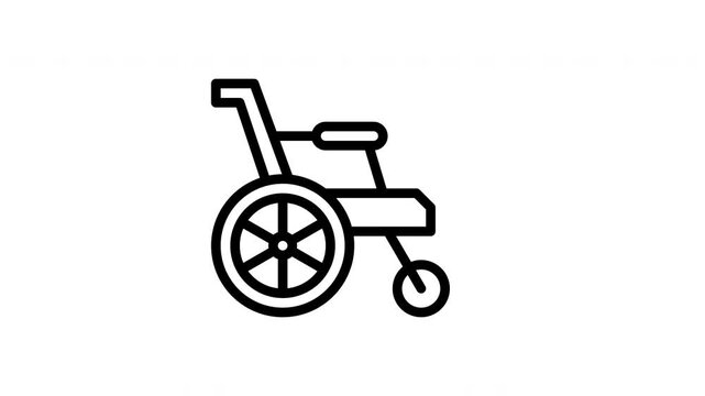 Minimalist wheelchair icons grid moving on transparent background