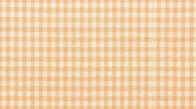 Orange gingham tablecloth pattern. Vintage plaid chequered check pattern. square fabric textile texture, picnic blanket background wallpaper