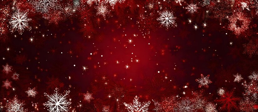 Colorful Christmas background with snowflakes and copy space.