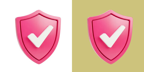 Two pink security shields with checkmarks transparent png © Ismotara