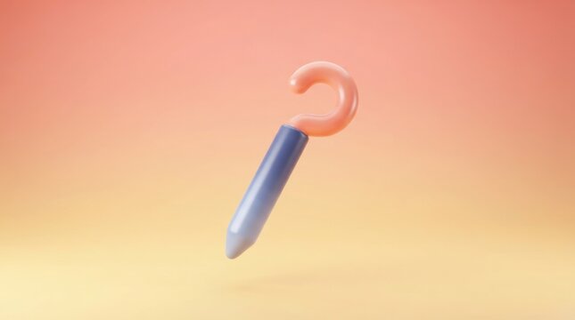 3D render of tampon applicator with hook isolated on gradient background