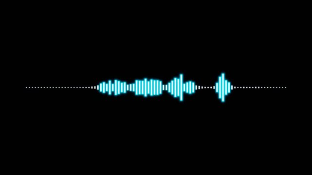 Glowing neon blue audio waveform spectrum animation on black background music equalizer sound wave loop 4K