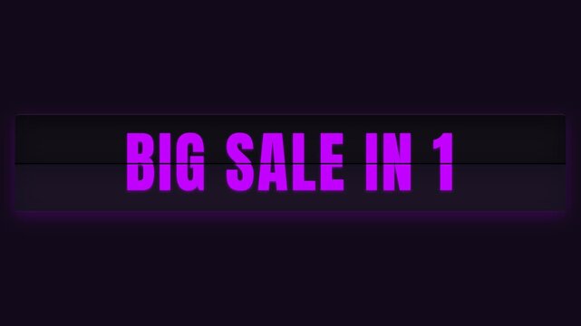 Animated purple big sale countdown from five to shop now