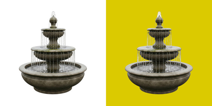 Classic three tier stone water fountain with flowing water for garden decoration