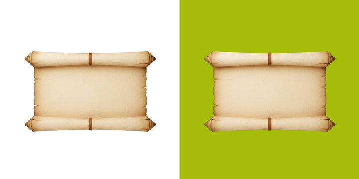 Vintage parchment paper scrolls with aged texture transparent png