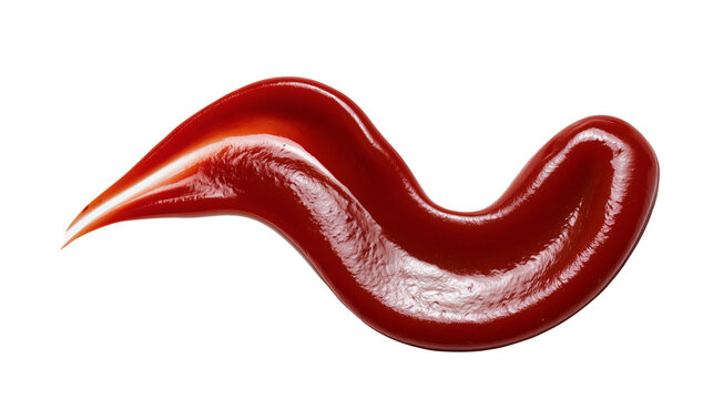 Red tomato ketchup smear or sauce stroke isolated on transparent background