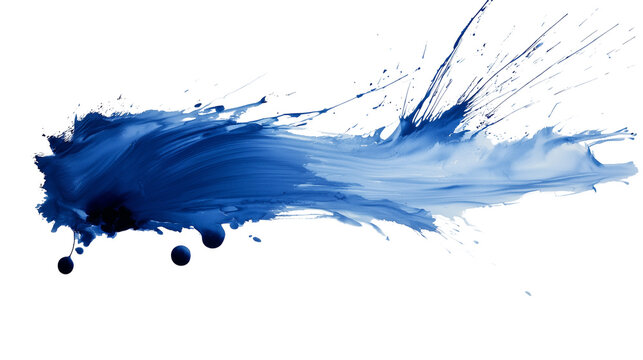 Blue paint stroke isolated on transparent background