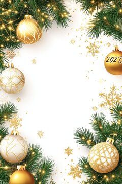 Christmas and new year 2027 holiday border, vertical, copy space
