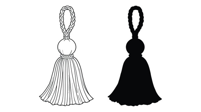 Tassel icon vector set featuring decorative fringe and braided rope