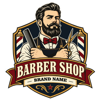 Barber Shop Badge Logo-Concept