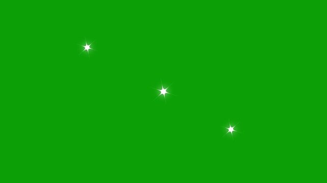 Cartoon star shining starburst, single star glitter & twinkle animation, flat vector magic flash & fireworks effect, sparkling stars glowing on transparent alpha channel green background...