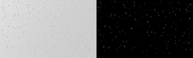 Fototapeta premium Falling snow, light snowfall, snowflakes, snow background on split background.