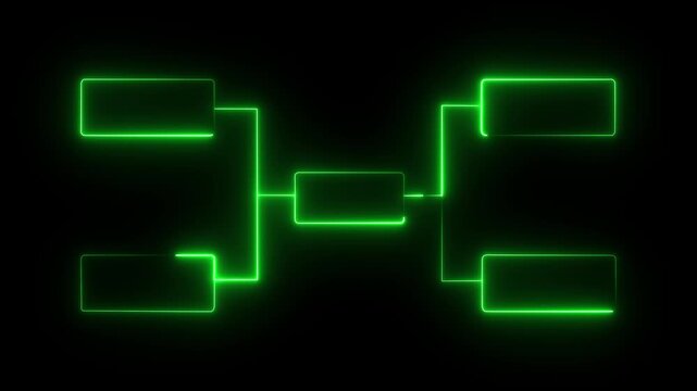Glowing neon Red green line Business hierarchy organ icon isolated on black background. Championship bracket schedule for soccer, football, basketball, baseball or See More