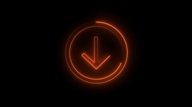 Neon Download Arrow Circular Loading Animation.4k video