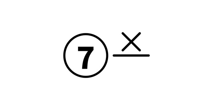 Number seven in circle next to a crossed out underline symbol means removal and exclusion