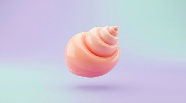 Pink spiral seashell on gradient background with soft lighting