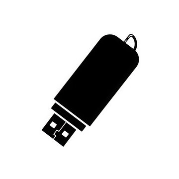 Black silhouette icon of a usb flash drive