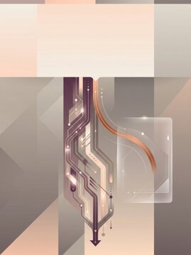 Abstract data flow with copper exception routed into translucent review panel, vertical risk monitoring technology background with copy space