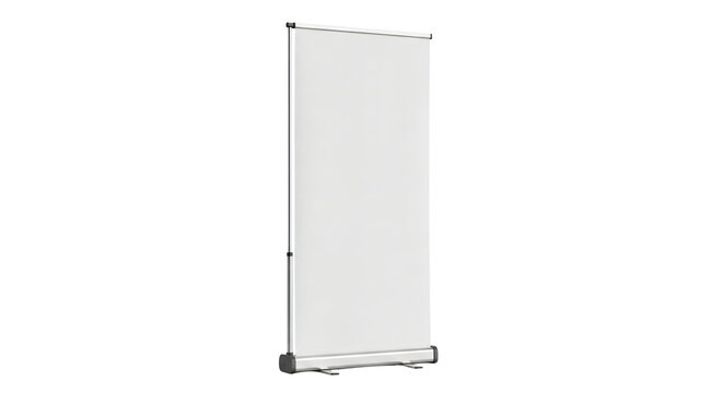 Rollup banner mockup template displaying empty white promotional graphic surface on transparent background