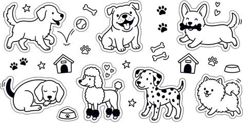Obraz premium Funny Animal and Dog Cartoon Vector Set with Cute Cats, Dogs, Farm Animals, Zoo Wildlife, Safari Creatures and Adorable Pet Illustrations