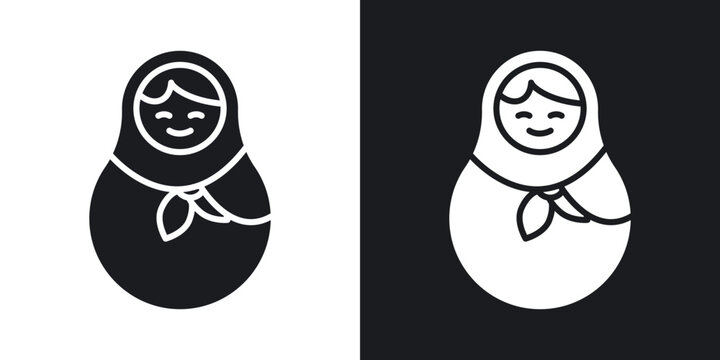 Nesting dolls icon flat outline in black