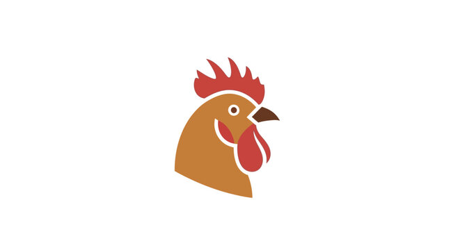 A simple flat vector illustration of a farm rooster head icon