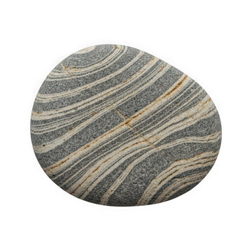 Round smooth grey stone with natural striped pattern