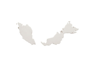 Obraz premium 3D clay map of Malaysia featuring Peninsular and East Malaysia regions, capturing a tactile claymorphism aesthetic for South East Asian travel marketing and educational infographic design.