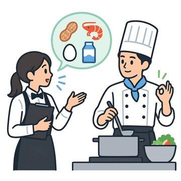 Server Confirming Allergen Information with a Cook