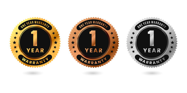 Warranty badges for one year guarantee transparent background