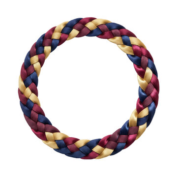 Braided tricolor ribbon circle isolated on a transparent background