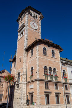 Asiago a mountain village on the plateau, historic center and ossuary from the First World War