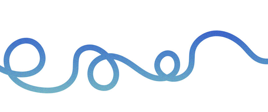 Abstract minimalistic grainy gradient liquid line shapes isolated on white background. Colorful fluid organic squiggle wave, childish doodle scribble template 