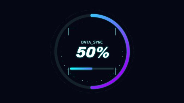 Data Sync Progress Indicator 50 Percent Loading Circle Futuristic Ui Element
