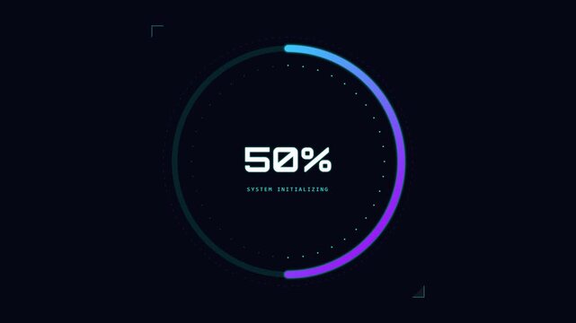 Circular Progress Bar Loading Indicator with 50 Percent Displayed on Dark Background