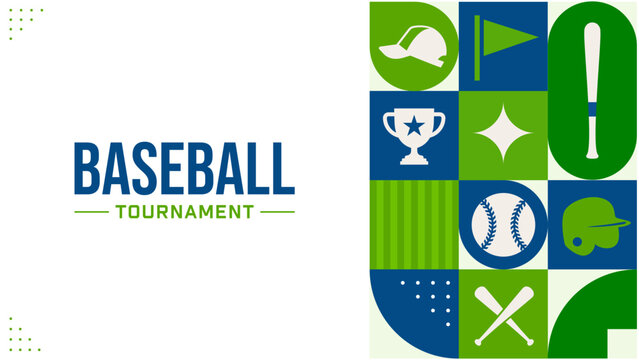 Baseball Tournament Poster Background Template with Geometric Sports Elements and Modern Vector Design