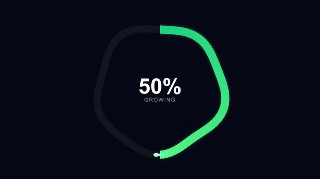 Circular Progress Bar Showing 50 Percent Growth on Dark Background