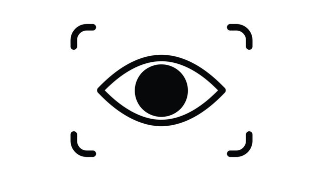 Eye icon vector design featuring a digital camera focus frame
