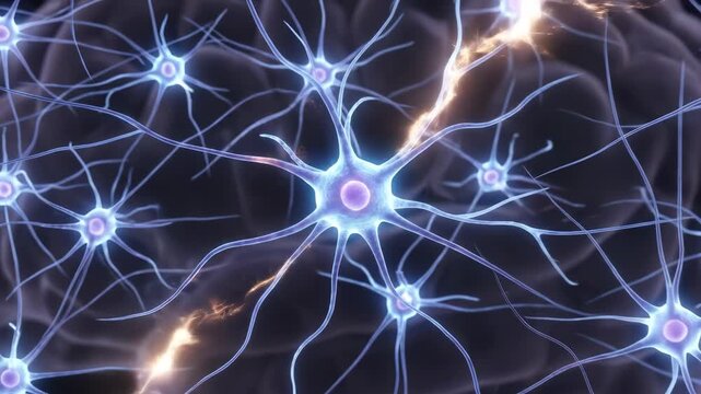 Human Brain Neurons Firing Electrical Impulses Network