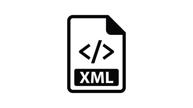 Minimalist black xml file format vector graphic illustration showcasing modern technology icon design symbols