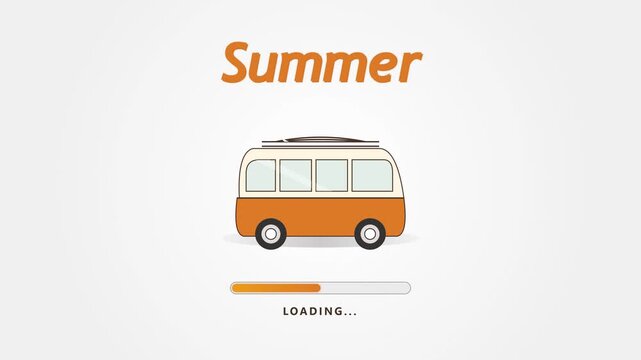 Retro Camper Van Loading Bar Summer Vacation Concept