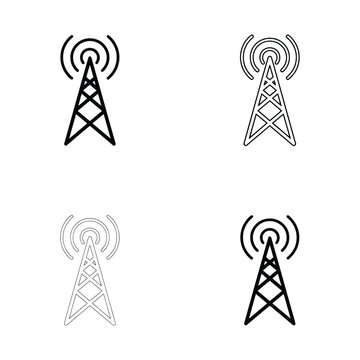Antenna vector icon set for telecommunication and signal